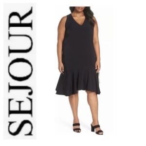 🌺 SEJOUR Nordstrom Black Lace-up Sleeveless Dress NWT 0X 12W